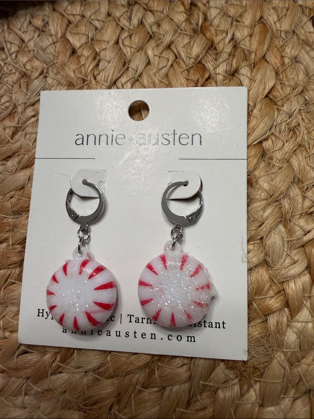 Annie Austen White & Red Candy Drop Earrings